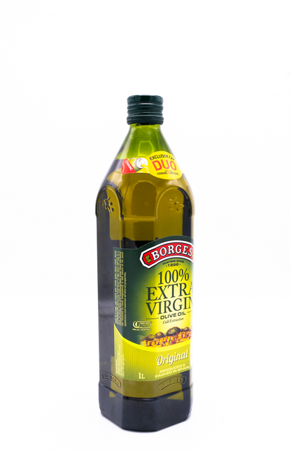 Bottle of Borges 100% Extra Virgin Olive Oil on a white background