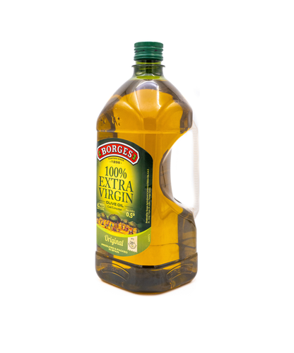 Bottle of Borges 100% Extra Virgin olive oil on a white background
