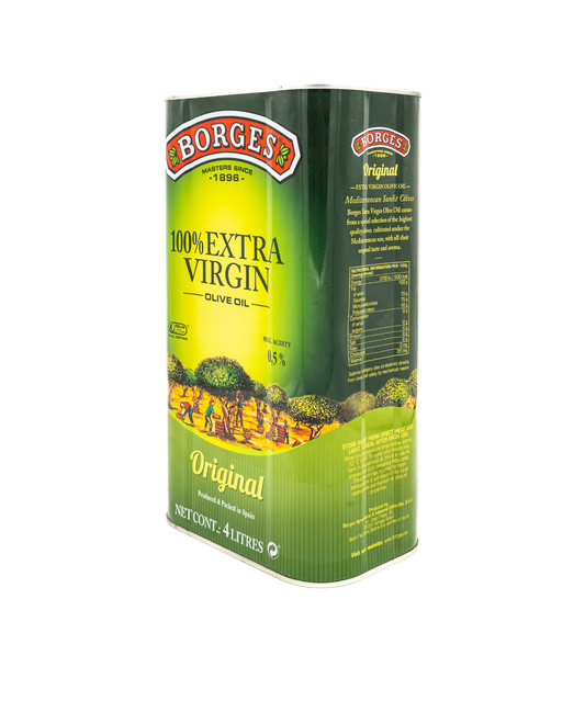 Borges 100% Extra Virgin Olive Oil container on a white background