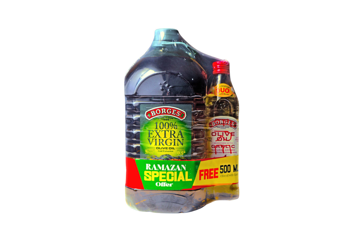Borges extra virgin olive oil 5 litre bundle with 500 mL olive oil garlic free