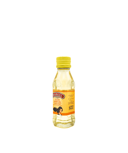 Bottle of Berger's Olive Oil with a yellow cap on a white background