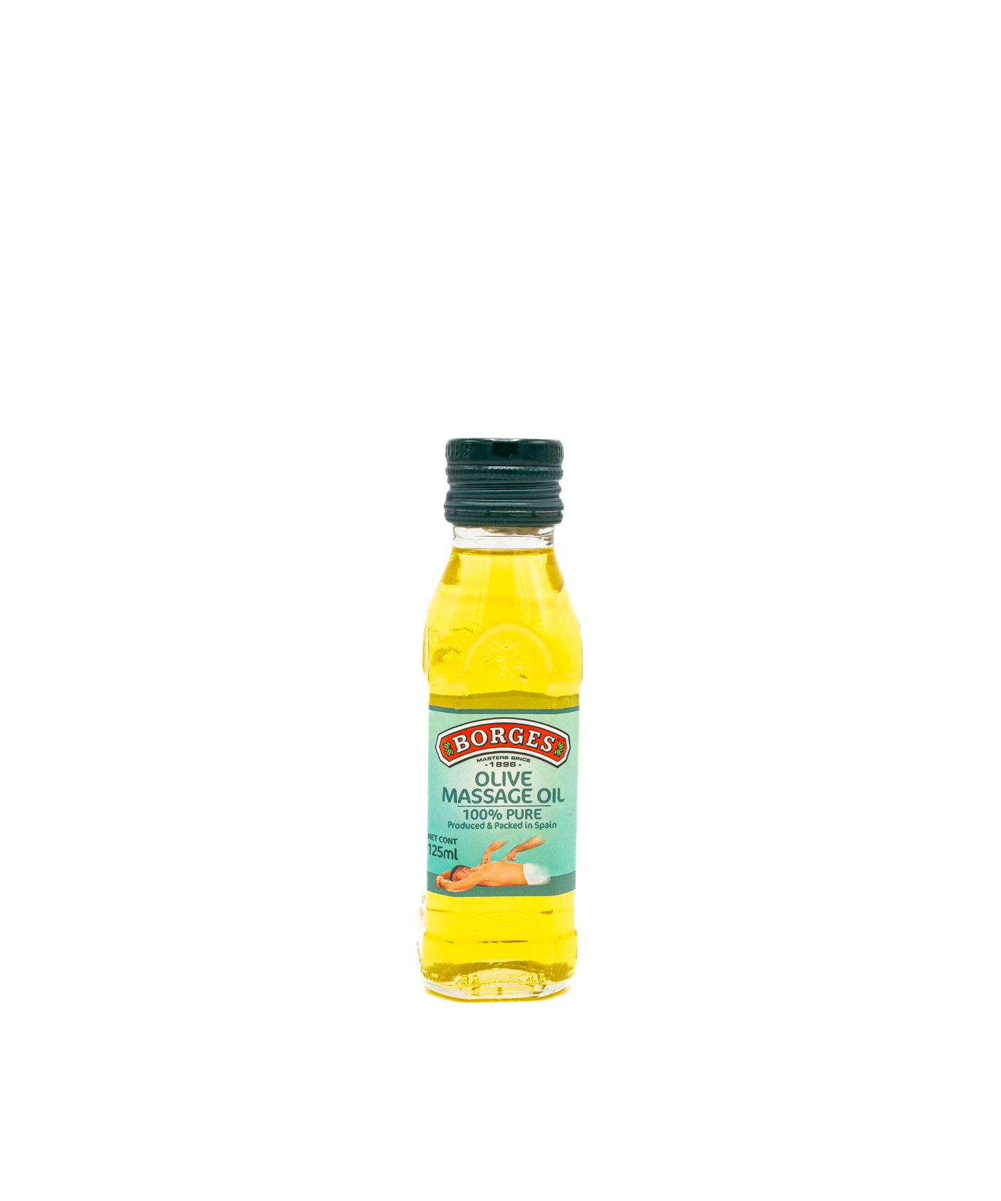 Bottle of Borges olive oil on a white background