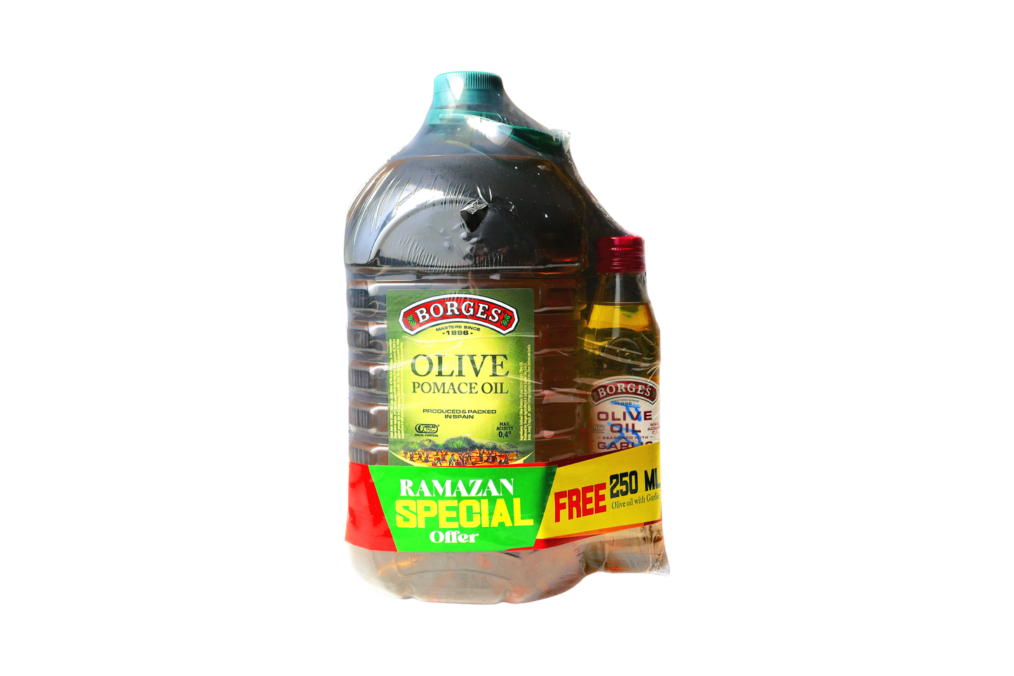 Borges olive pomace oil 5 litre bundle with 250 mL olive oil garlic free