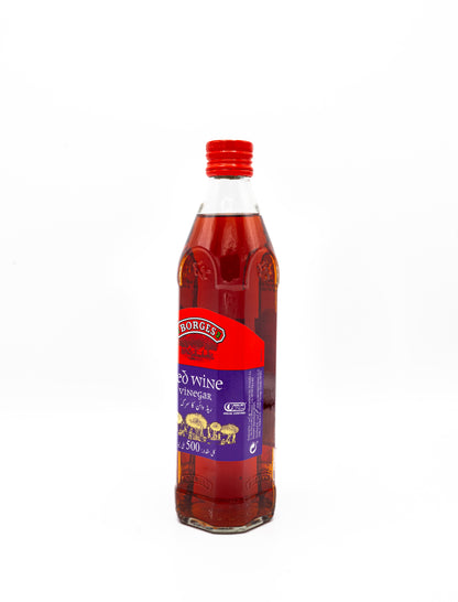 Bottle of Borges red wine on a white background