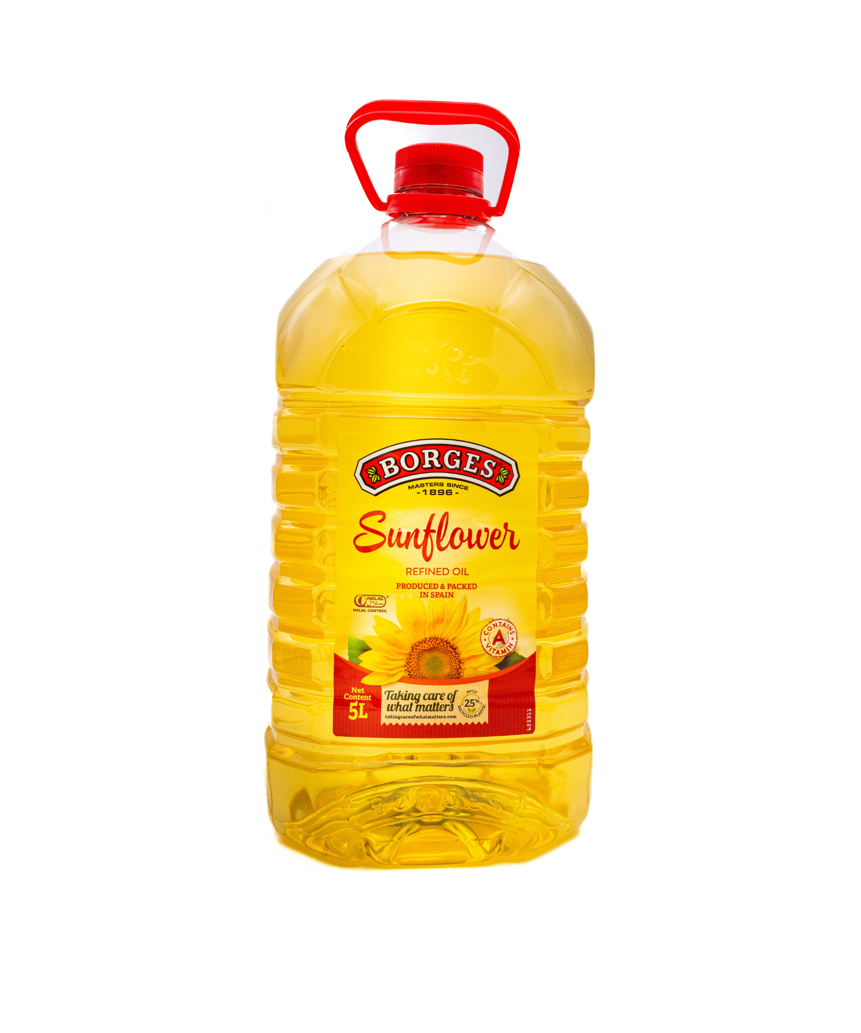 Borges Sunflower oil bottle on a white background