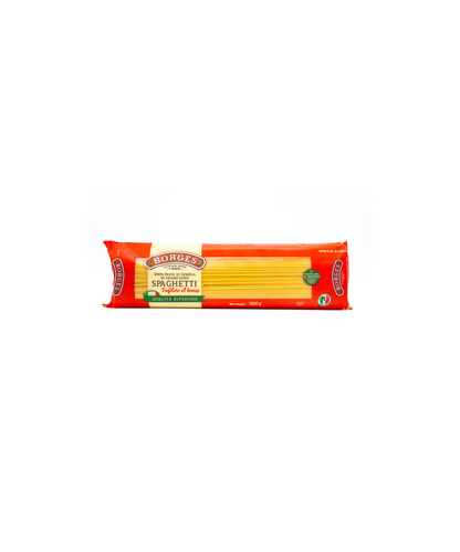 Borges spaghetti pasta package on a white background