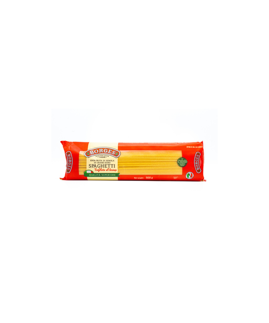 Borges spaghetti pasta package on a white background