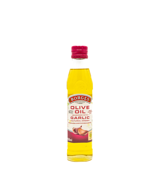 Bottle of Borges olive oil on a white background