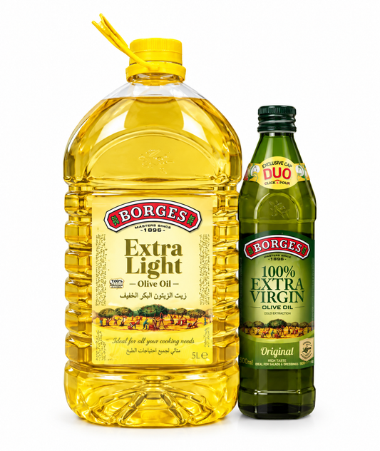 Borges Extra Light Olive Oil 5Ltr with 500ml Extra Virgin Olive Oil Free